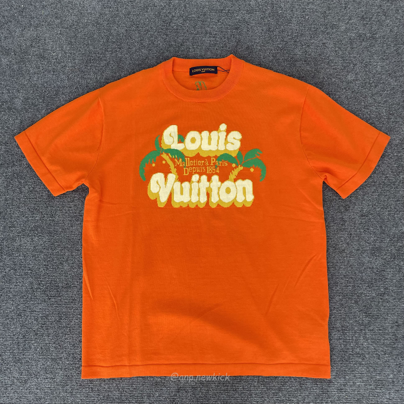 Louis Vuitton Short Sleeved Cotton Crewneck Orange Fw24 (9) - newkick.cc